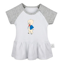 Cute Pig Cartoon Newborn Baby Girls Dress Toddler Infant 100% Cotton Clothes - £10.43 GBP