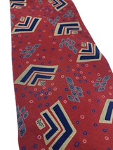 Christian Dior Tie 100% Silk 1980s Burgundy Red Gold Geometric Vintage D... - $40.56 CAD