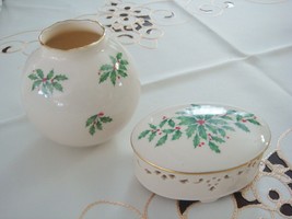 Lenox Holiday Collection trinket box and vase  [85c] - £86.12 GBP