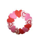 Pink Red Valentines Day Wreath Wood Felt Material Hanging 14&quot; Diameter New - £9.33 GBP