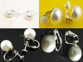 1 Pair Clip On White Faux Pearl Stud Earrings or Screw Back - $5.87+