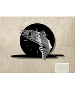 15in W Fishing Theme Full Moon Wall Clock - Jumping Trout - $104.00