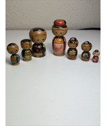 2 Sets Vintage Japanese Kokeshi Dolls*Nesting Bobblehead 7 Total - $15.00