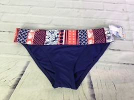 Captiva Multi Print Bikini Swim Bottoms Coral Orange Blue Women&#39;s Size S - £16.57 GBP