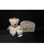 Steiff 11” WHITE PRINCESS BEAR &amp; SUITCASE 672811 with CROWN &amp; PINK CAPE - $539.34 MXN