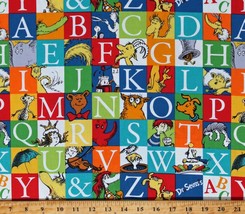 Cotton ABC by Dr. Seuss Kids ABC&#39;s Alphabet Squares Fabric Print by Yard D661.15 - £11.32 GBP