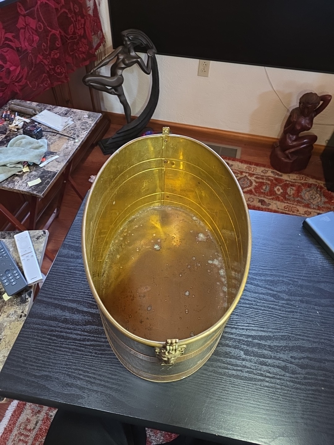 Vtg Brass Planter Lion Face On Sides 6.5X8.5X10.5  Item image 10