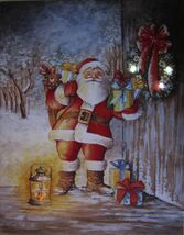 LED Light Santa Carrying Gifts Christmas Framed Canvas - $20.00