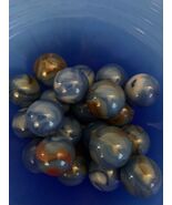 Vintage Lot of 21 Blue Swirl Glass Marbles .75" - $15.00