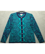 Appleseed&#39;s Cardigan Sweater Women&#39;s M Multi Paisley Knit Crew Neck Butt... - $511.27 MXN