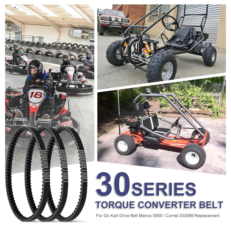 Go Kart Drive Belt, 3PCS Drive Belts, Cheimaxy 30 Series Torque Converter Belt f Item image 6
