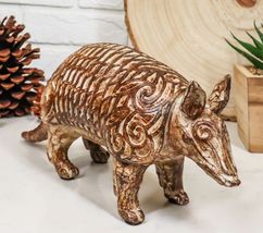 Western Rustic Texas Wild Mammal Armadillo In Tooled Faux Wood Finish Fi... - $456.12 MXN