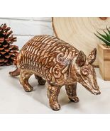 Western Rustic Texas Wild Mammal Armadillo In Tooled Faux Wood Finish Fi... - $456.12 MXN
