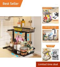 Sturdy Under Sink Organizer: Height Adjustable 2 Tier Storage for Kitche... - $74.20