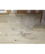 Vintage Footed Water Glasses Goblets Etched /Flowers/Leaves 1950s-Set of 8 - $94.05