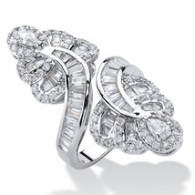 PalmBeach Jewelry 4.32 TCW Multi-Cut Platinum-Plated CZ Bypass Cocktail Ring - $49.99