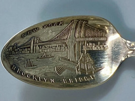 Vintage New York Brooklyn Bridge Sterling Silver Souvenir Spoon RWS - £39.92 GBP