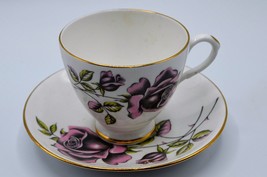 Royal Castle Teacup &amp; Saucer Pink Roses Gold Trim England Floral Wedding Gift - £14.94 GBP