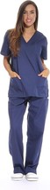 Just Love Women&#39;s Six Pocket V-Neck Navy Blue Medical Scrubs Set Size L NEW - $19.59