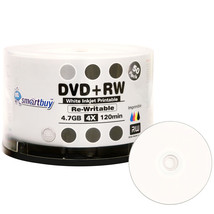 50 Smartbuy DVD+RW 4x 4.7GB White Inkjet Hub Printable Rewritable DVD Disc - £21.90 GBP