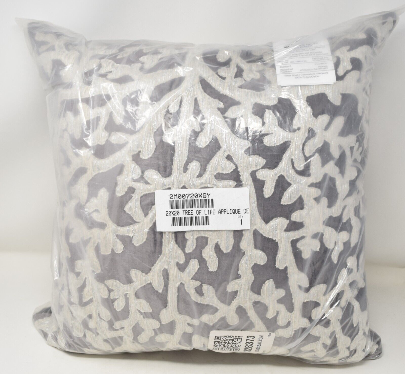 Michael Aram Tree of Life Appliqué Decorative Pillow 20" x 20" Velvet New Pearl - $99.00