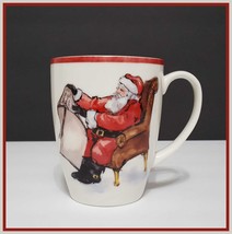 NEW Pottery Barn Painted Santa Claus Mug Santa In Chair 14 OZ Stoneware - £10.41 GBP