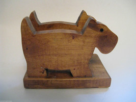 Carved Wooded Napkin Letter Holder Dogs Scottish Boston Terrier Scottie - £17.30 GBP