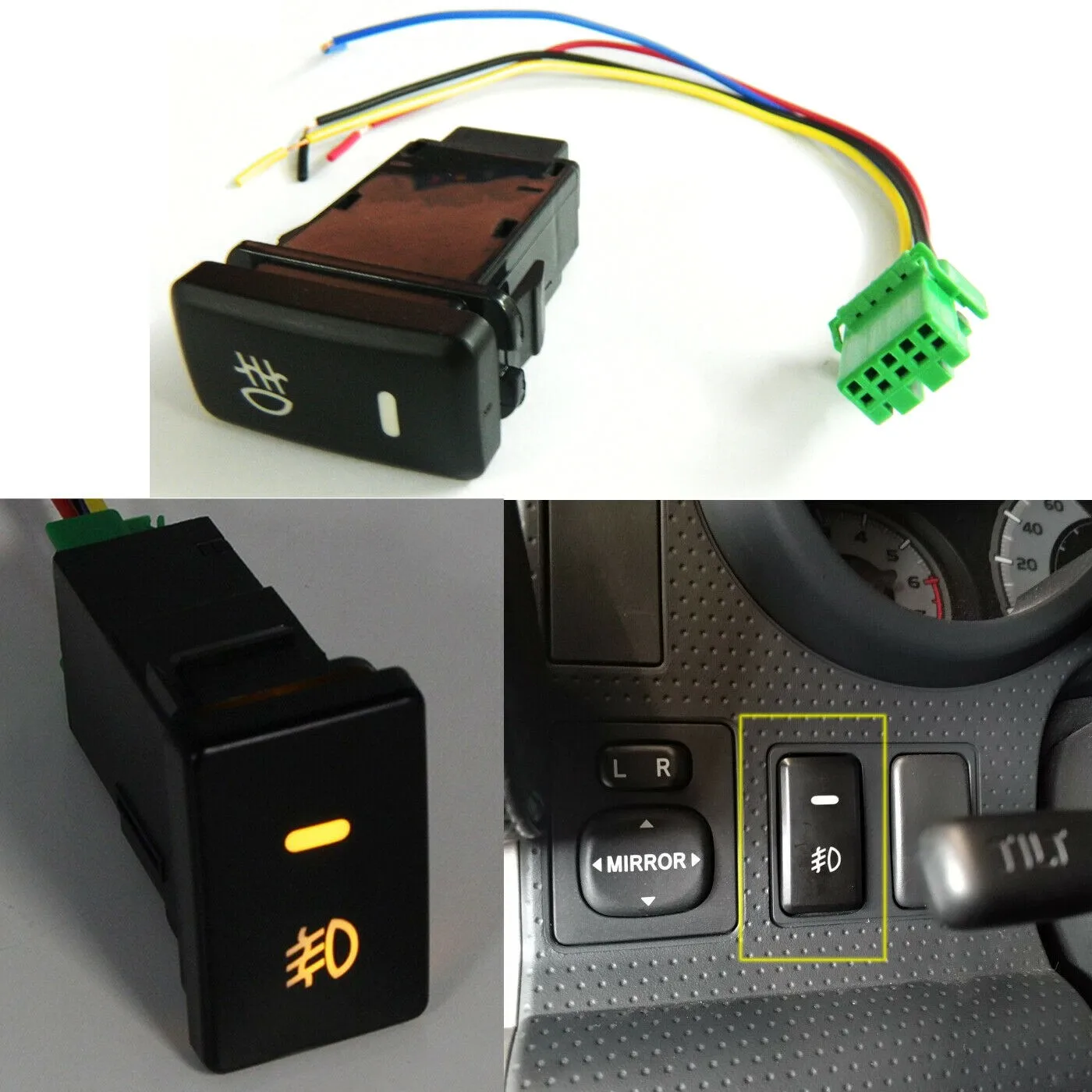 Toyota Car Fog Lights Switch OEM Dual Push On Off Button Amber Control Fog Lig - £12.27 GBP
