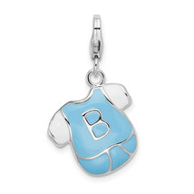 Amore La Vita Silver  Polished Enameled Baby Boy Shirt Charm with Fancy ... - $32.47