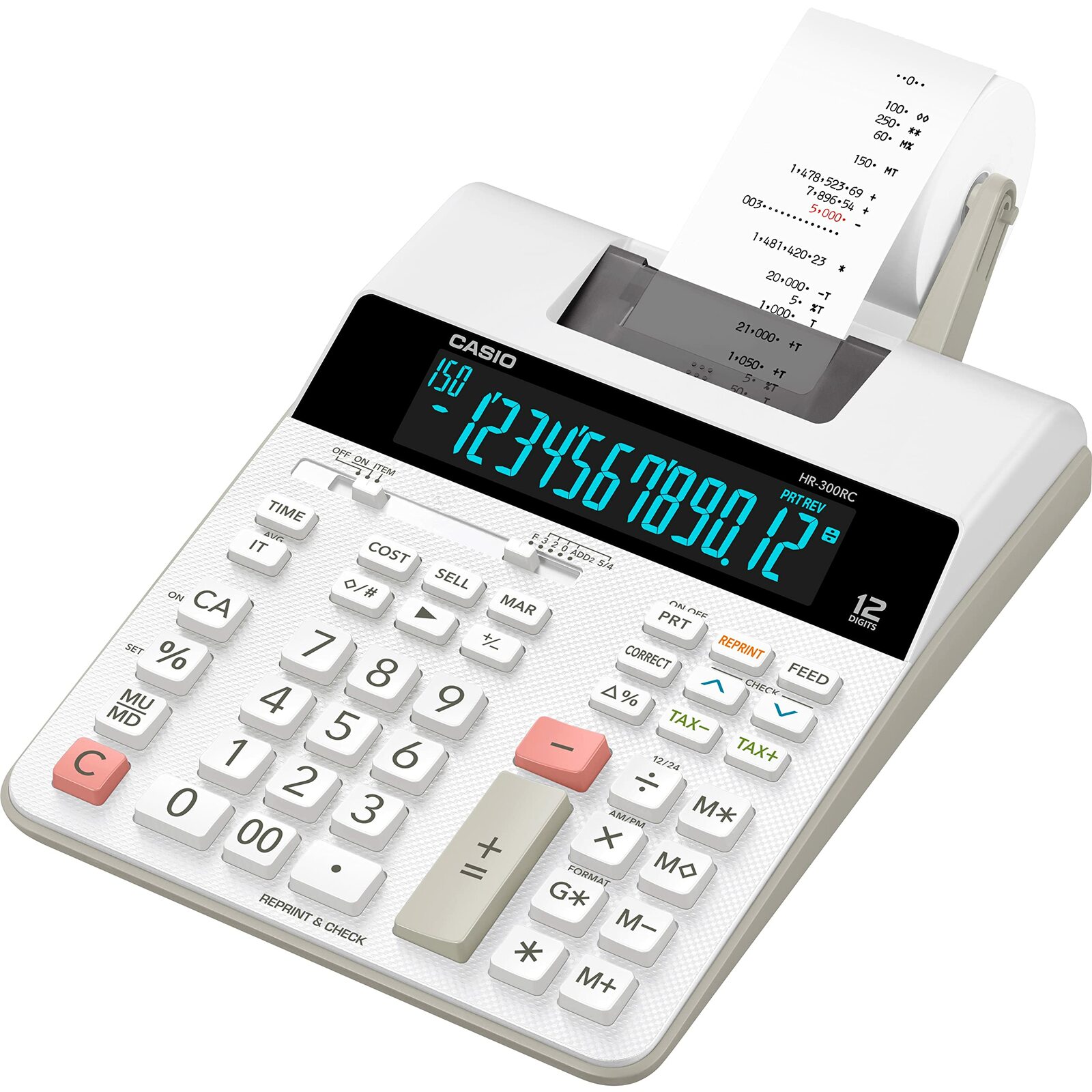 Casio HR-300RC Printing Calculator with Backlit LCD Display,White,Mini-D... - £64.71 GBP