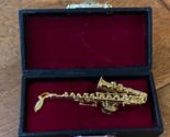 Musical instrument Saxophone Sax Golden Pin Tie Tack 2 1/2 inches - $19.75