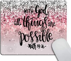 Gaming Mouse Pad Custom, with God All Things Are Possible Motivational a... - £9.42 GBP