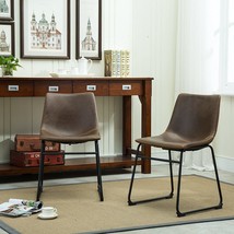 Roundhill Furniture Lotusville PU Leather Dining Chairs, Set of 2, Brown - £113.94 GBP