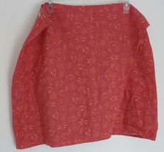 Woolrich L Watermelon Pink Linen Cotton Wrap Short Skirt Leaf Print Tie - $17.10