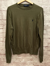 Polo Ralph Lauren Sweater Men Large Green Cotton Cashmere Round Neck Lightweight - £30.66 GBP