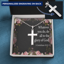To The Glory Of God 1 Corinthians 10:31 Cross Necklace Message Card W Ball Chai - £38.04 GBP+