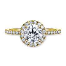 0.80 Ct Round Cut Diamond Wedding Engagement Ring 14k Yellow Gold Finish 925 - £72.37 GBP