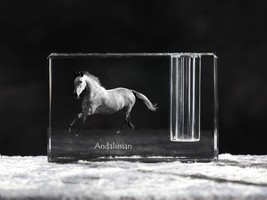Andalusian, crystal pen holder with horse, souvenir, decoration, limited... - $49.99
