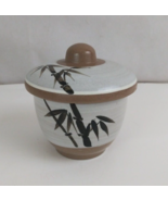 Vintage Japanese Bamboo Design Pottery Stoneware Chawanmushi Cup - $39.59
