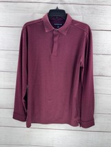 Mizzen + Main Polo Shirt Mens Medium Trim Performance Long Sleeve Burgundy - £17.55 GBP