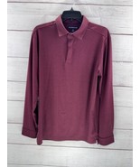 Mizzen + Main Polo Shirt Mens Medium Trim Performance Long Sleeve Burgundy - £17.60 GBP