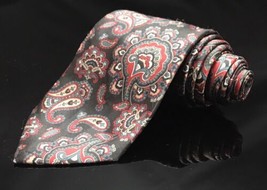 Geoffrey Beene Black Grey Silver Paisley Silk Necktie Tie Unique - £11.89 GBP