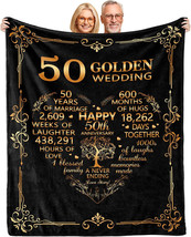 50th Anniversary Blanket Gifts,Gift for 50th Wedding 60*50 50 Gold Wedding - £27.51 GBP