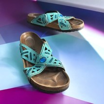 Birkenstock Betula Joyce Turquoise Beaded Sandals Slides 38 Women 7 Men ... - $28.05