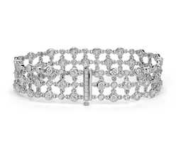 4.00Ct Round Cut Diamond Triple Line 7&quot; Women Bracelet 14K White Gold Finish  - £163.07 GBP