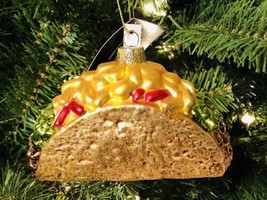 Robert Stanley Christmas Ornament Glass Glittery Mexican Taco New - $14.80