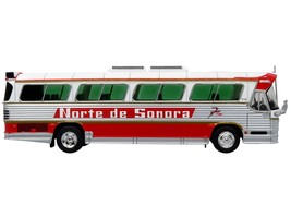 Dina 323-G2 Olimpico Coach Bus &quot;Norte de Sonora&quot; White and Silver with Red Stri - $68.37