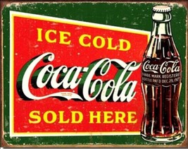 Ice Cold Coca-Cola Sold Here Vintage Novelty Sign 16&quot; x 12.5&quot; - £9.38 GBP