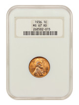 1936 1C NGC MS67RD (OH) - $188.42