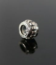 Vintage .925 Sterling Silver IBB Thailand Ribbed Square Tire 1/4&quot; Bead Charm .9g - £9.08 GBP